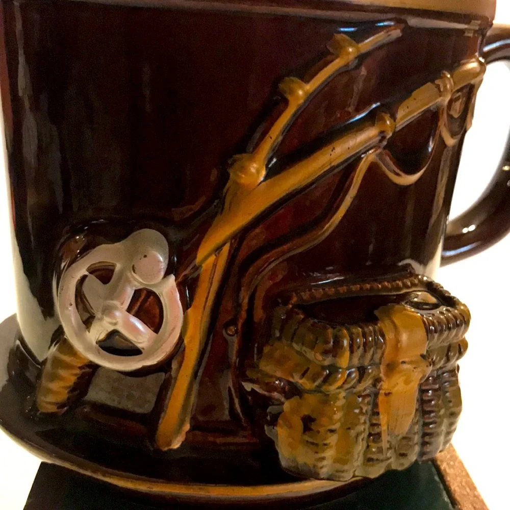 Vintage EO Brody ceramic fishing theme mug planter